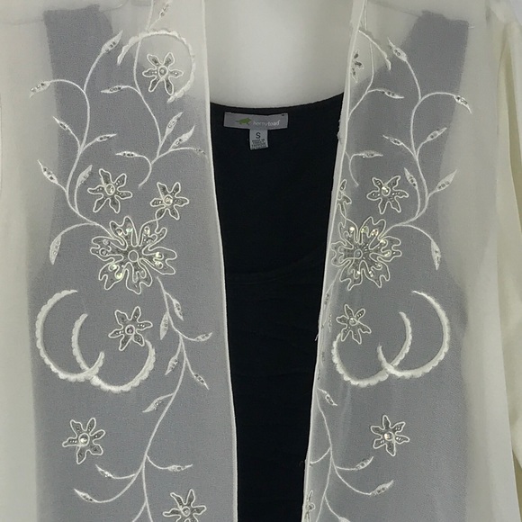 Vintage sheer sequined cover up cream size 16 top - Picture 4 of 9